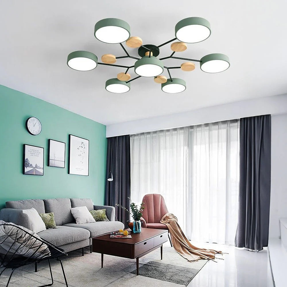 Modern Halo Semi Flush Ceiling Light LED with Iron and Acrylic Shade for Living Rooms