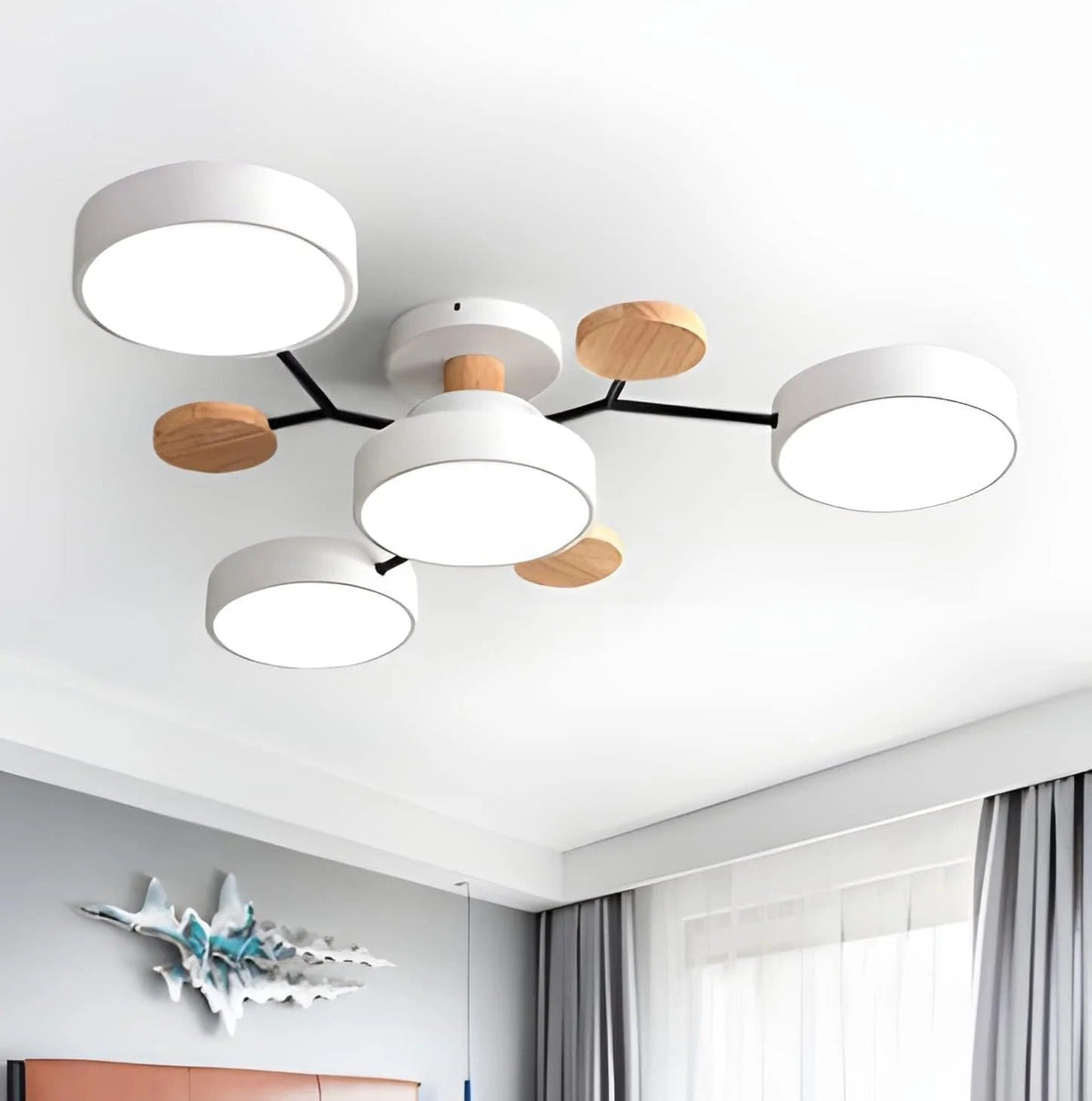 Modern Halo Semi Flush Ceiling Light LED with Iron and Acrylic Shade for Living Rooms