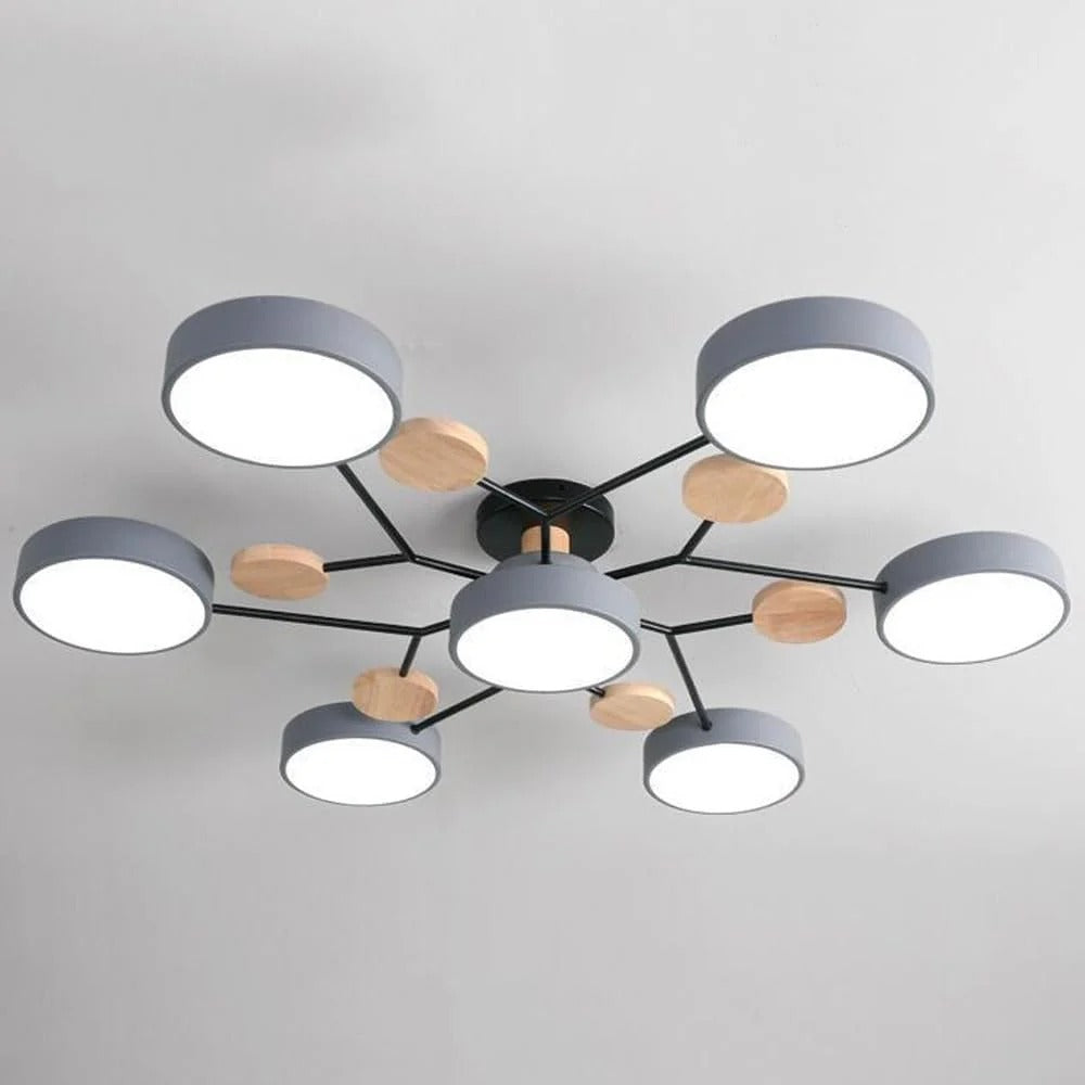 Modern Halo Semi Flush Ceiling Light LED with Iron and Acrylic Shade for Living Rooms