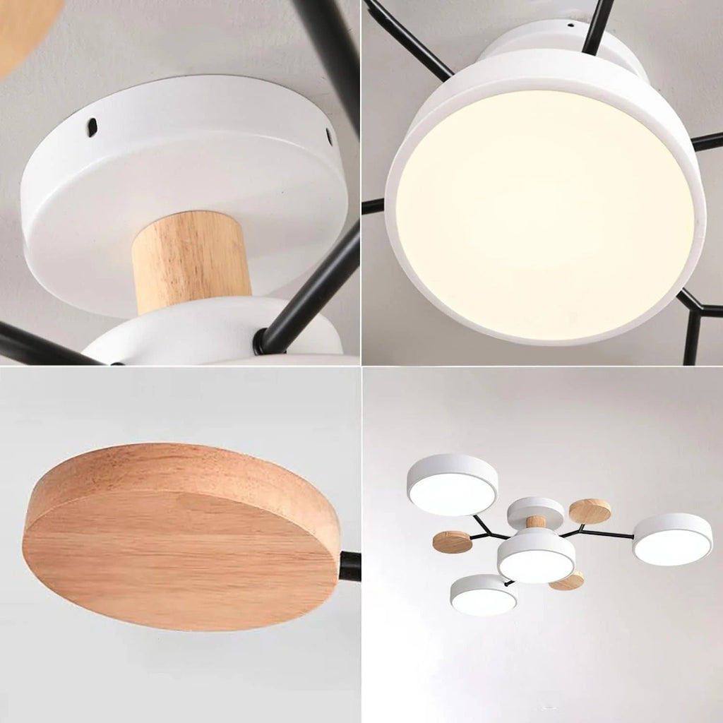 Modern Halo Semi Flush Ceiling Light LED with Iron and Acrylic Shade for Living Rooms
