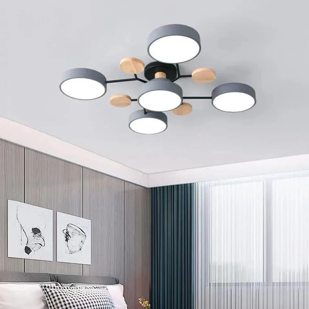Modern Halo Semi Flush Ceiling Light LED with Iron and Acrylic Shade for Living Rooms