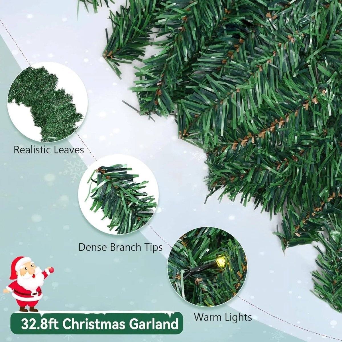 Christmas Lights Garland 2.7 m with 100 Warm White LEDs Battery Powered