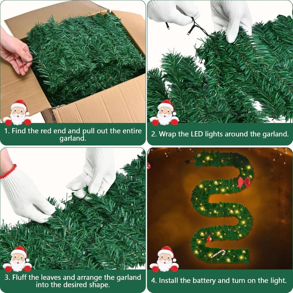Christmas Lights Garland 2.7 m with 100 Warm White LEDs Battery Powered