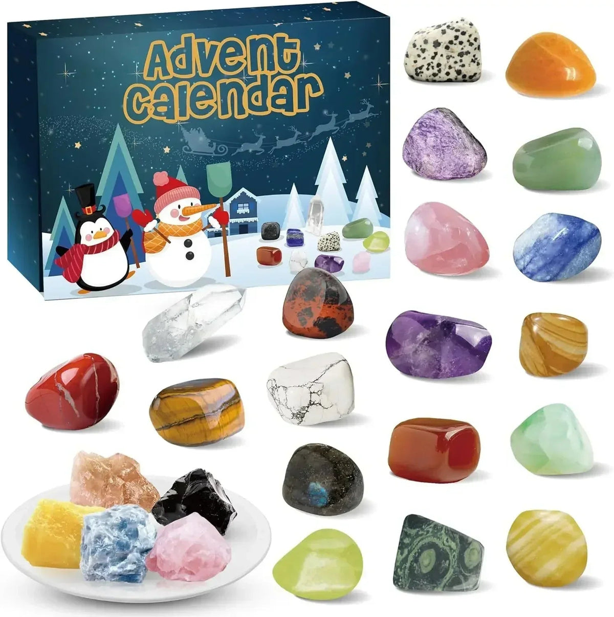 Advent Calendar Crystal with 24 Natural Gemstones for the December Countdown