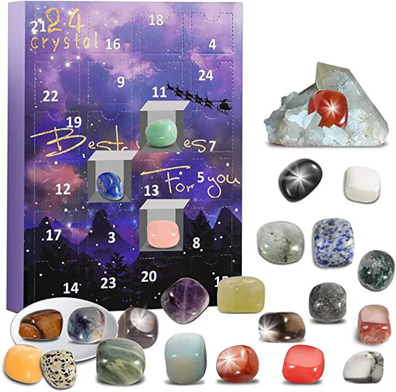Advent Calendar Crystal with 24 Natural Gemstones for the December Countdown
