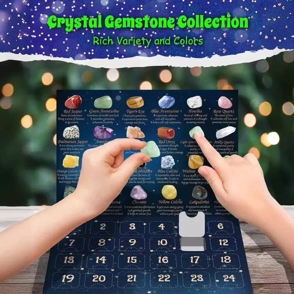 Advent Calendar Crystal with 24 Natural Gemstones for the December Countdown