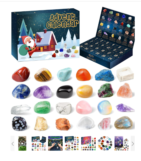 Advent Calendar Crystal with 24 Natural Gemstones for the December Countdown