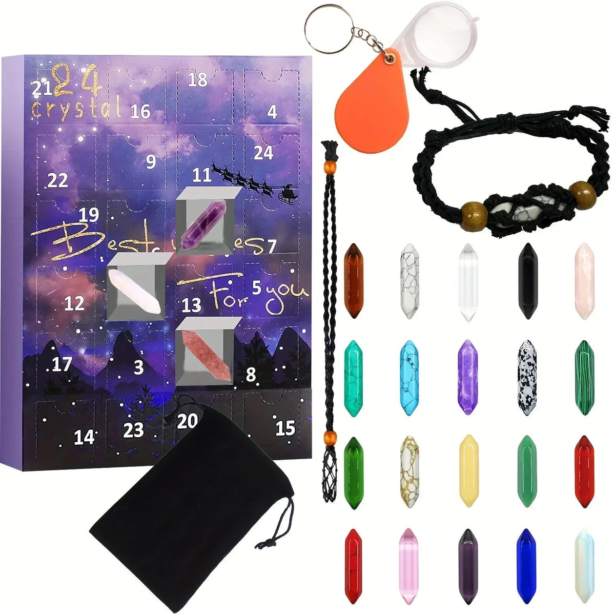 Advent Calendar Crystal with 24 Natural Gemstones for the December Countdown