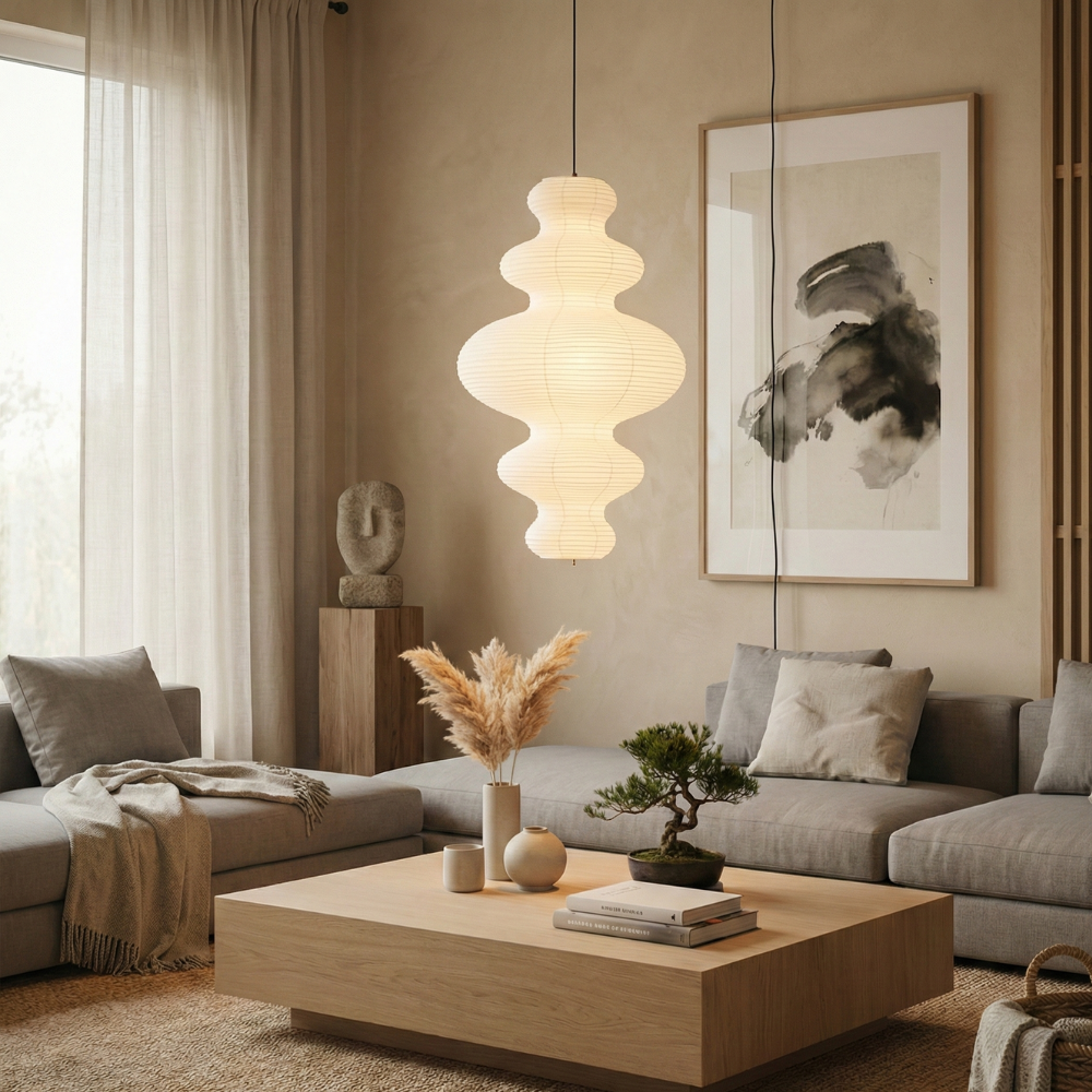 Pendant Light Rice Paper Shade 47 cm Kitchen Pendant Lighting for Sloped Ceilings