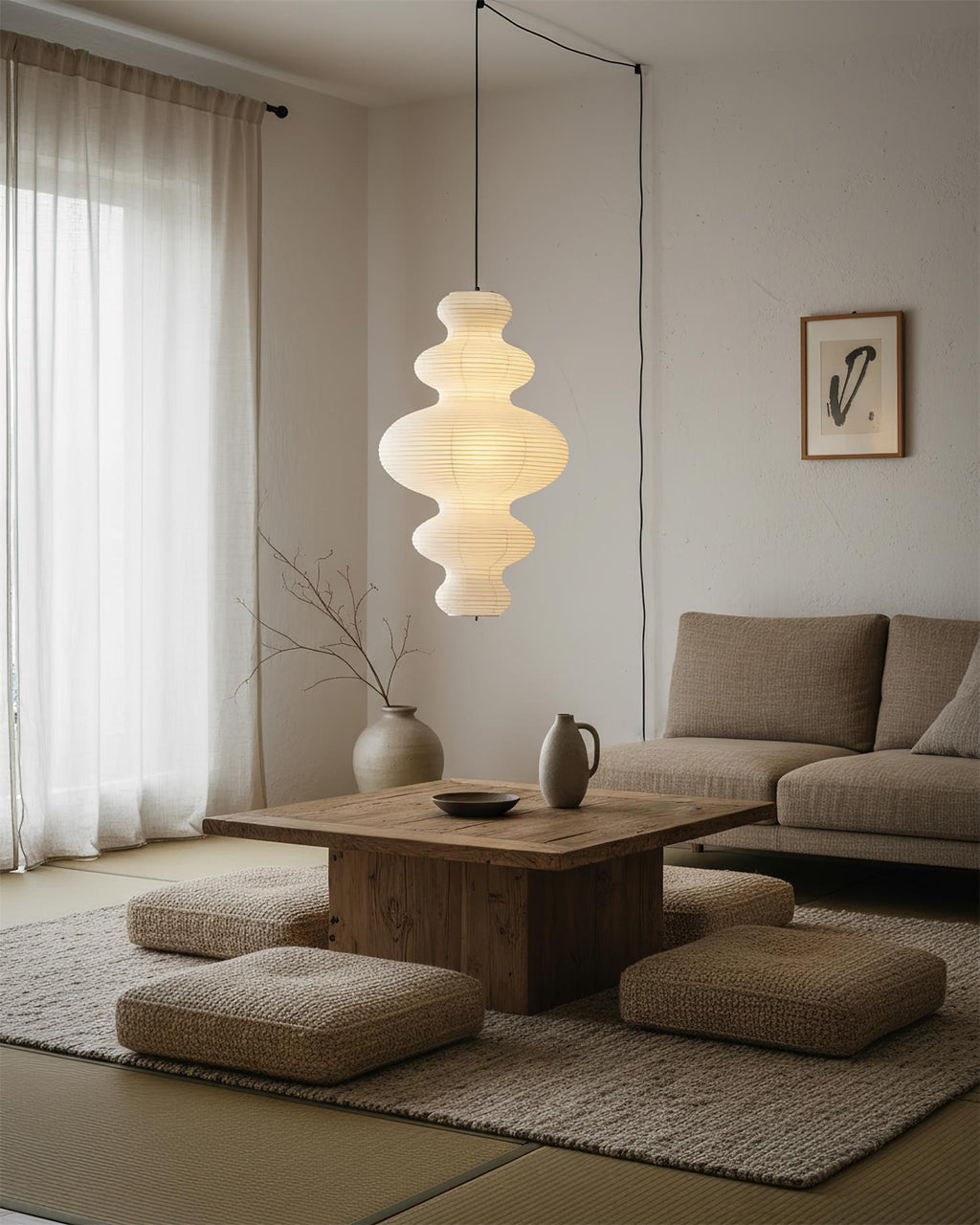 Pendant Light Rice Paper Shade 47 cm Kitchen Pendant Lighting for Sloped Ceilings
