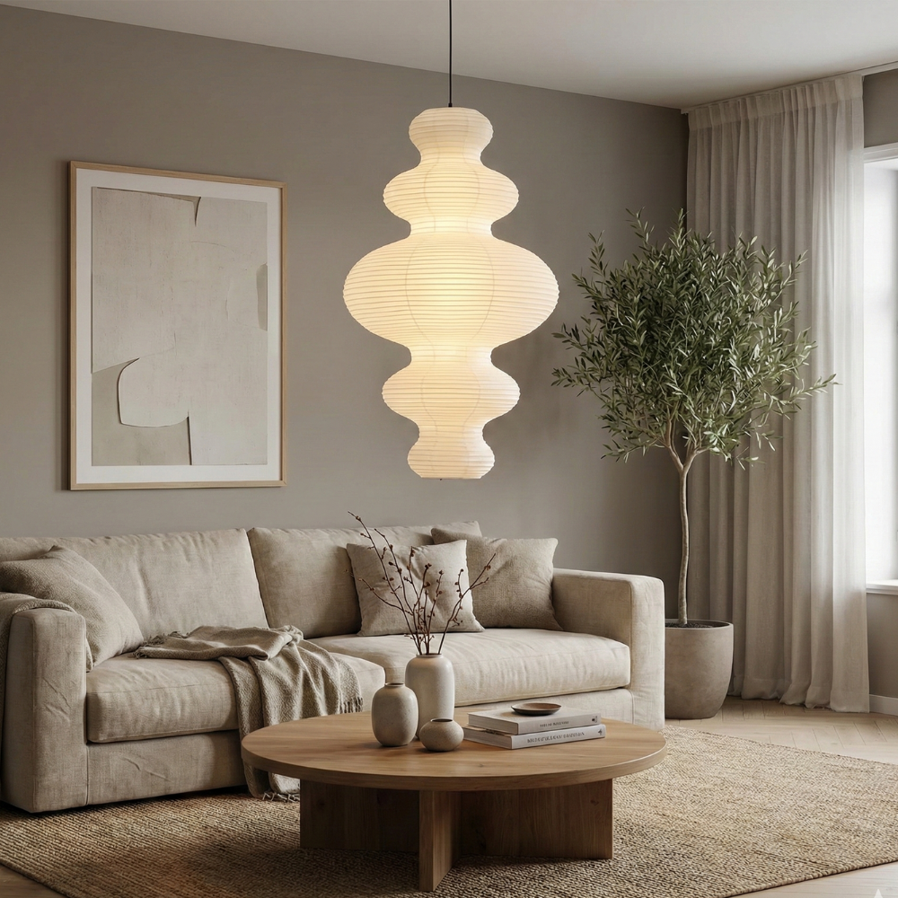 Pendant Light Rice Paper Shade 47 cm Kitchen Pendant Lighting for Sloped Ceilings