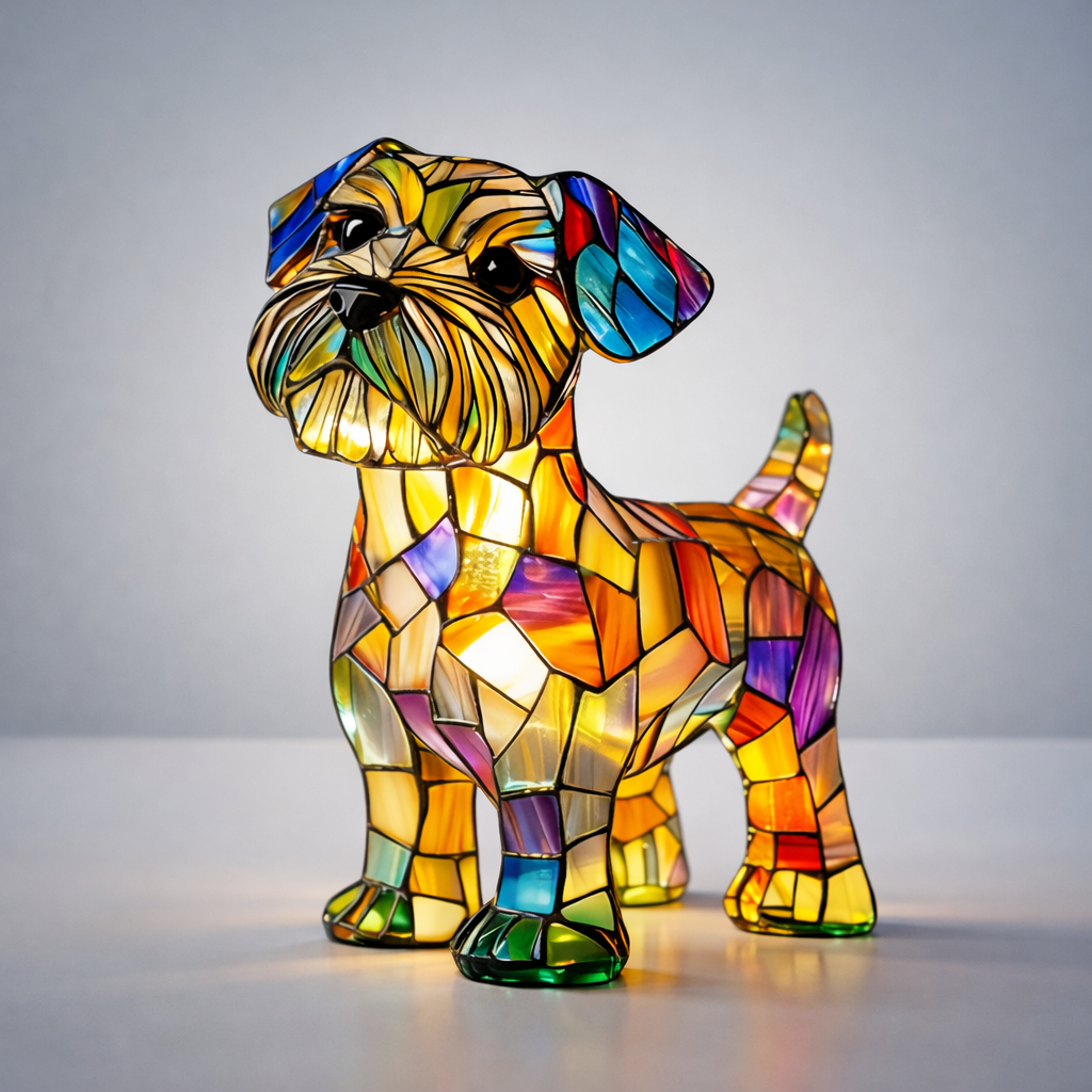 Table Lamp Stained Glass Dog LED Night Light Resin Glass Table Lamp in Six Designs