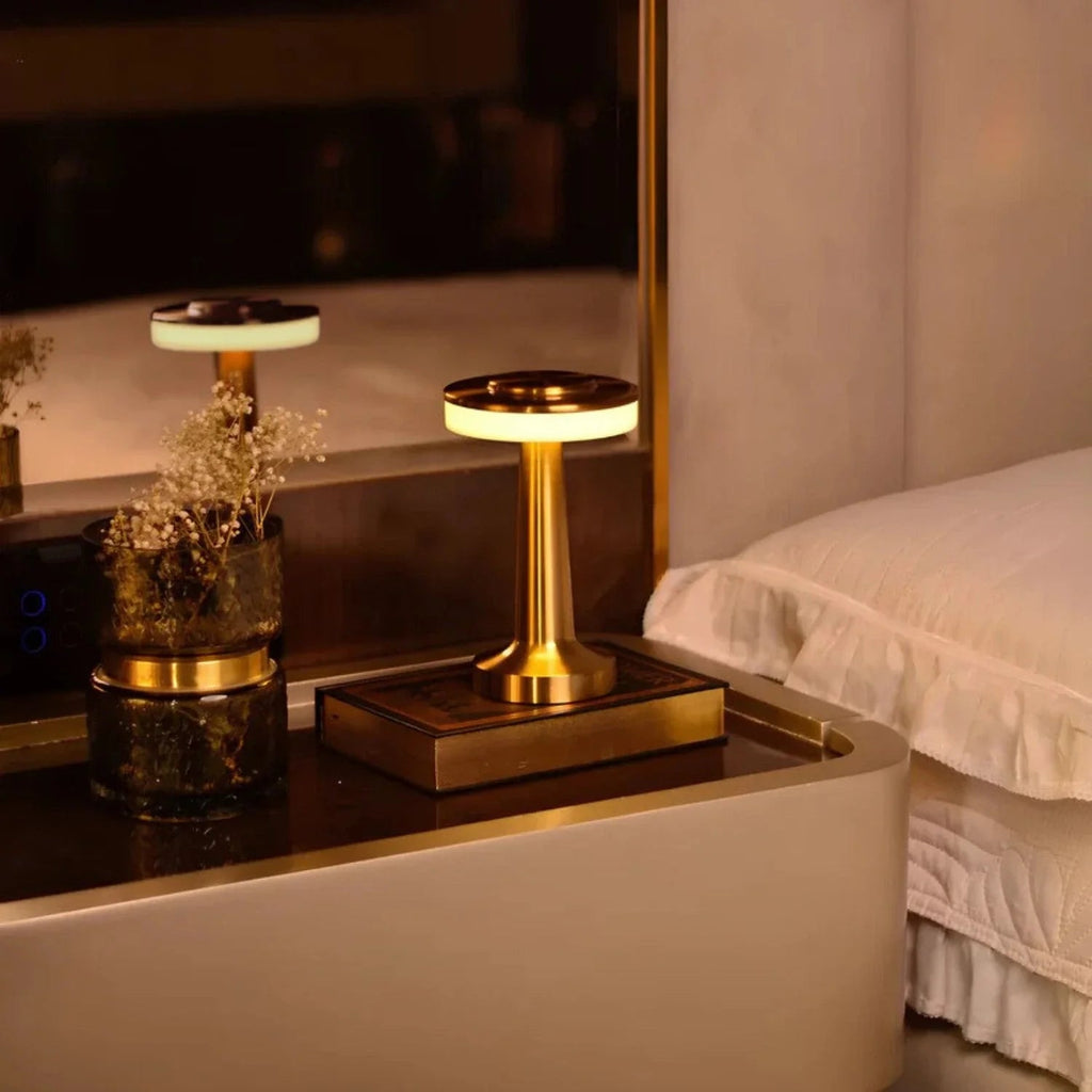 Portable Table Lamp Cordless Rechargeable Retro Table Lamp with Dimming and USB-C Charging
