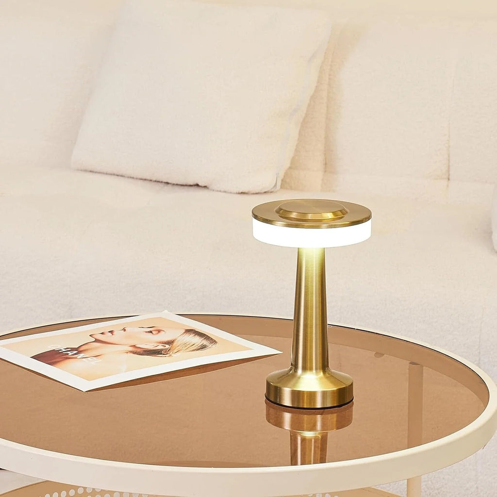 Portable Table Lamp Cordless Rechargeable Retro Table Lamp with Dimming and USB-C Charging