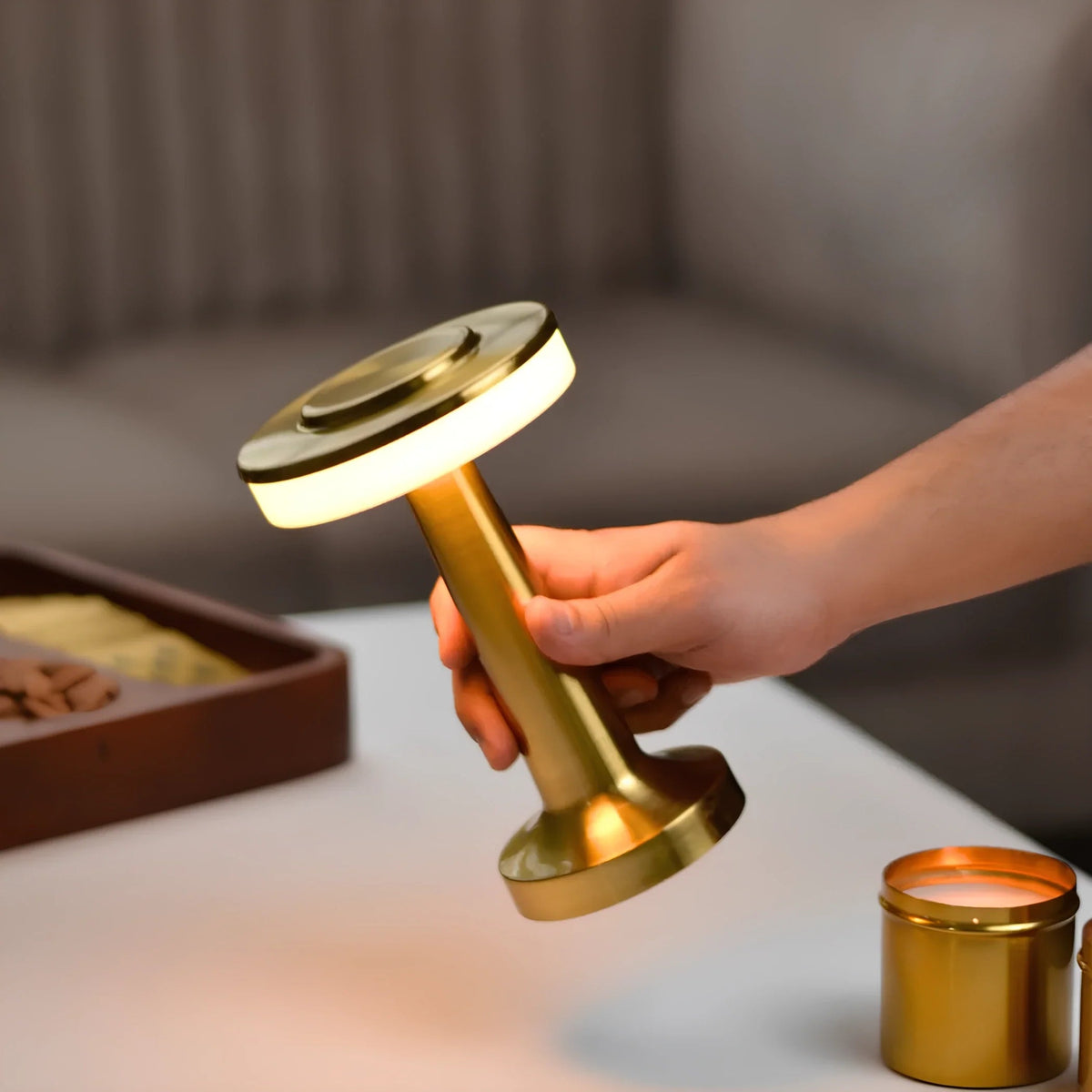 Portable Table Lamp Cordless Rechargeable Retro Table Lamp with Dimming and USB-C Charging