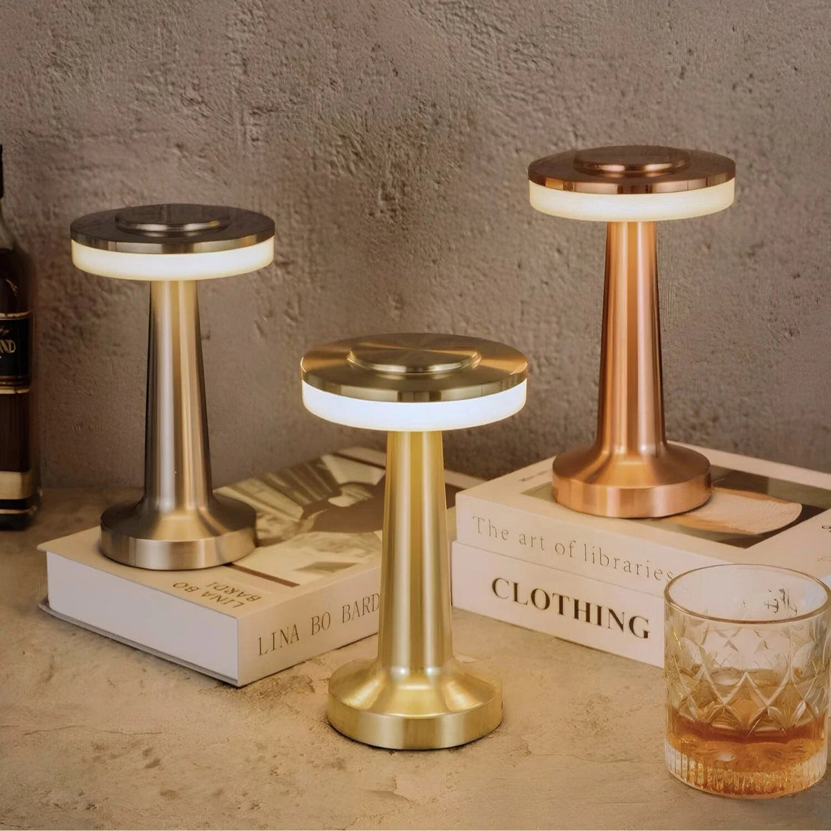 Portable Table Lamp Cordless Rechargeable Retro Table Lamp with Dimming and USB-C Charging