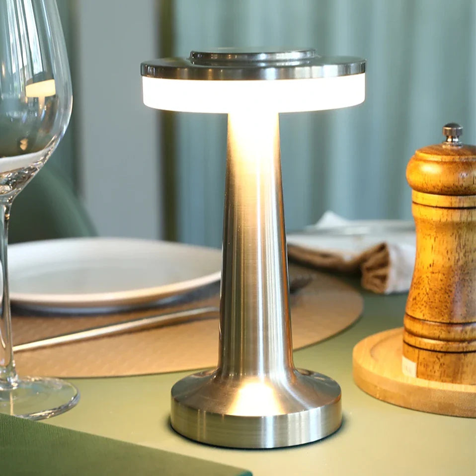 Portable Table Lamp Cordless Rechargeable Retro Table Lamp with Dimming and USB-C Charging