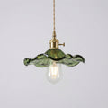 Glass Pendant Light Vintage Flower Shade Glass Pendant with Rippled Rolled Rim