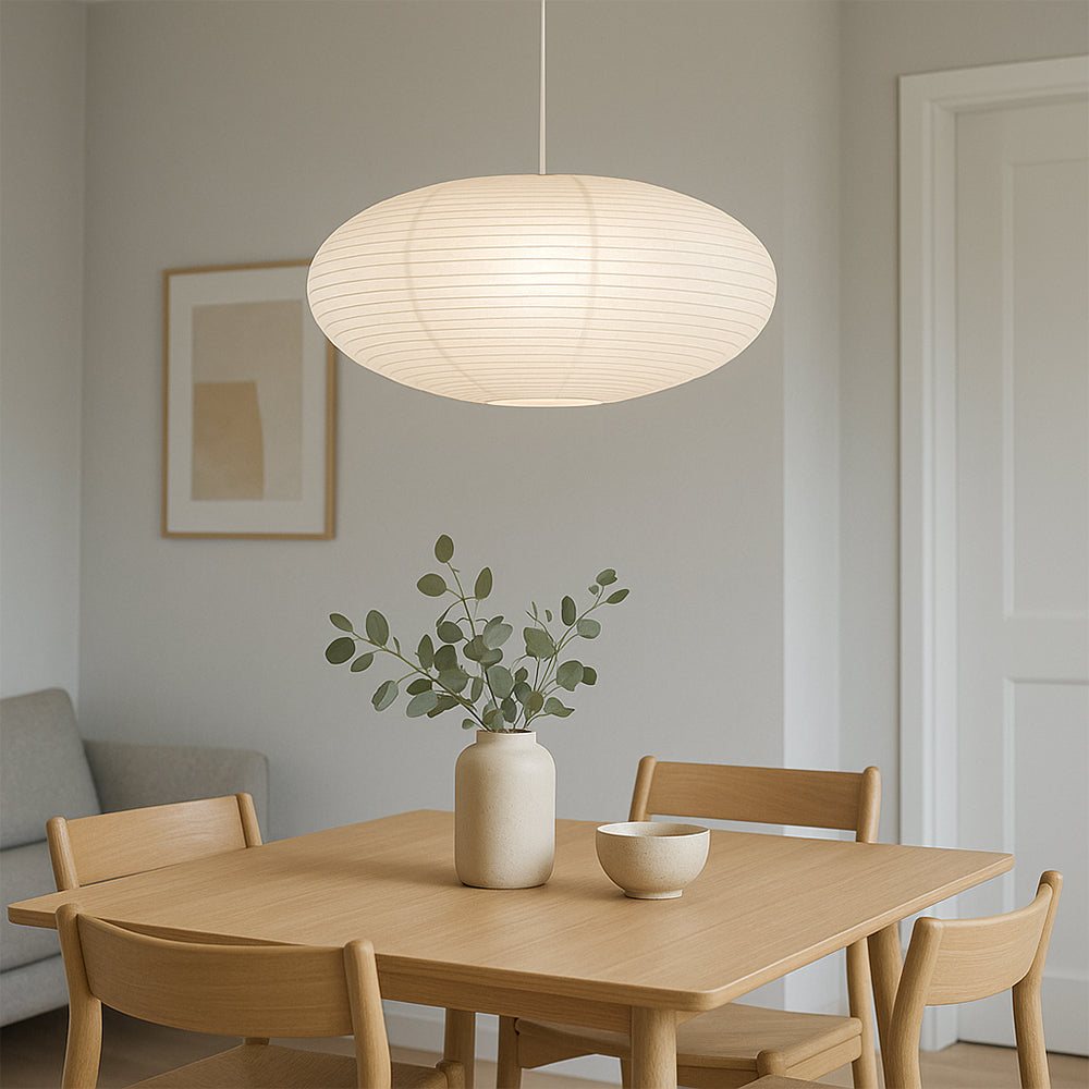Paper Pendant Light Wabi Sabi Cotton Shade Hanging Lamp for Dining Rooms and Bars