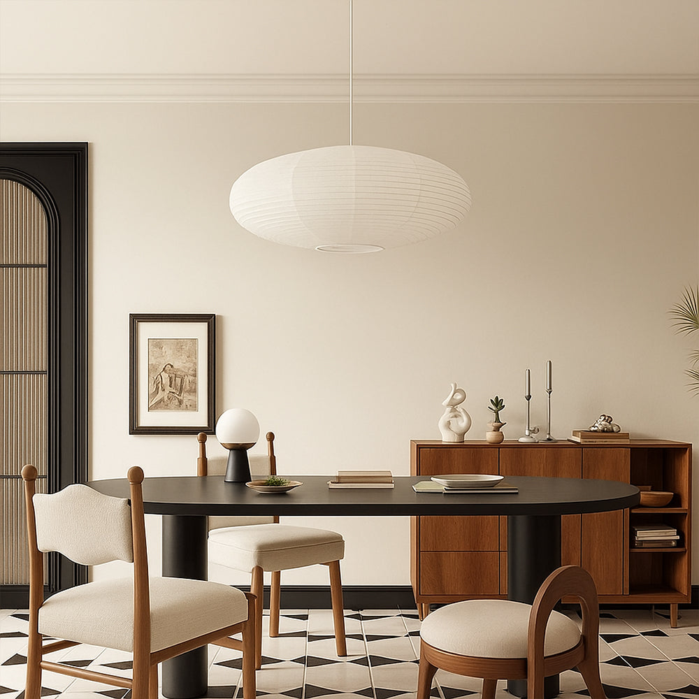 Paper Pendant Light Wabi Sabi Cotton Shade Hanging Lamp for Dining Rooms and Bars