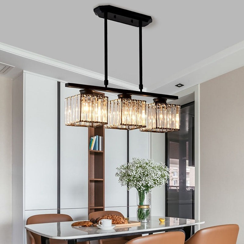 Pendant Light Multi Head Glass Island Light with Three or Four Lamps and E27 Base